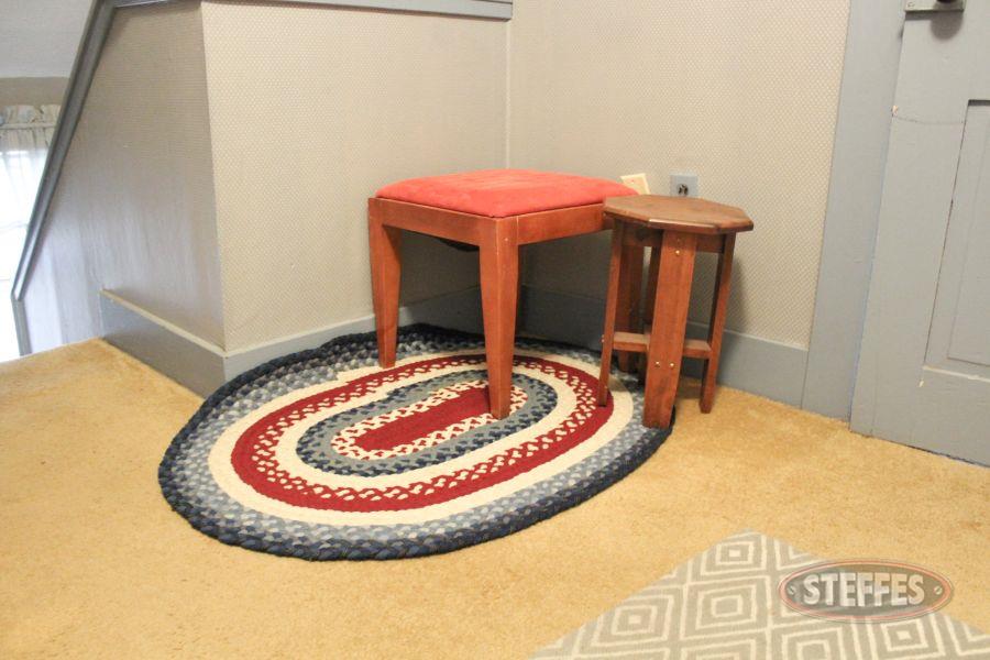 Stool, Side Table, and Rug